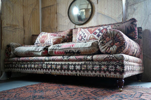 A Large 20thC George Smith Three-Seater Kilim Upholstered Bolster Sofa