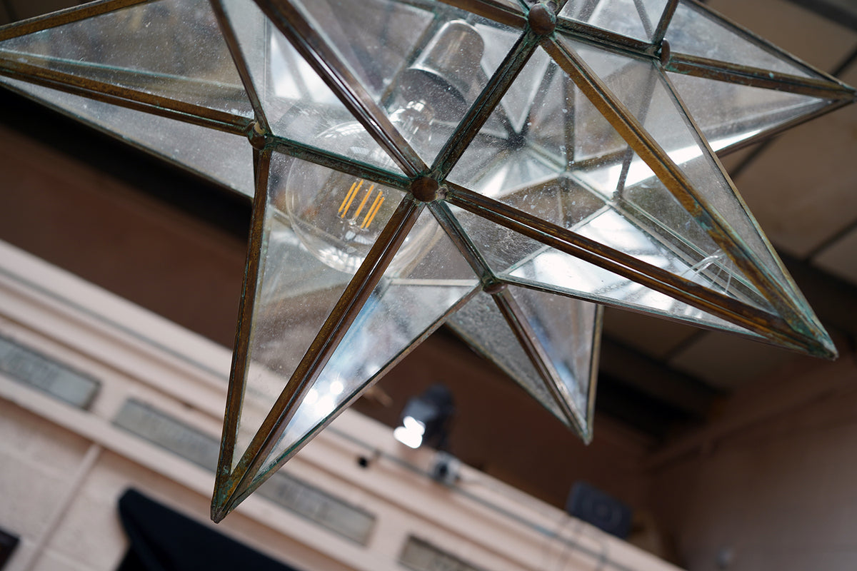 A Large Italian Glass Moravian Star Hanging Pendant Light c.1950-60 ...