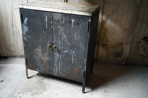 A Black Painted Steel Industrial Factory Side Cabinet c.1940-60