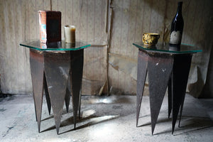 A Pair of Early 19thC Cast Iron Chimney Tops as Side Tables