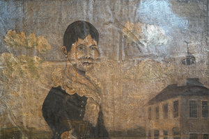 In the Manner of Pieter Vanderlyn; A Mid-18thC Naïve Oil on Canvas of a Young Boy c.1750