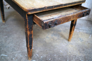 A Good Mid-Victorian Black Painted Pine Farmhouse Table c.1870