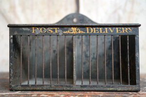 An Edwardian Black Sign Written & Painted Metal Letter Postal Rack c.1900–1910