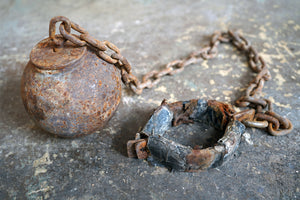 A c.1900 Convicts Iron Ball & Chain with Ankle Shackle