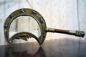 A Rare 19thC Continental Celestial Crescent Moon Hand Mirror c.1860-80