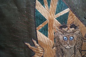 A Rare 19thC Silkwork & Bullion Embroidery Banner of the British Royal Coat of Arms