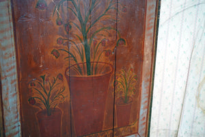 A Large Late 19thC Continental Folk Art Still Life Painted Panel Of Flowers in Pots c.1890