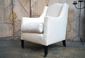 A Fine Late Victorian Country House Wing-Back Armchair in Calico c.1890-1900