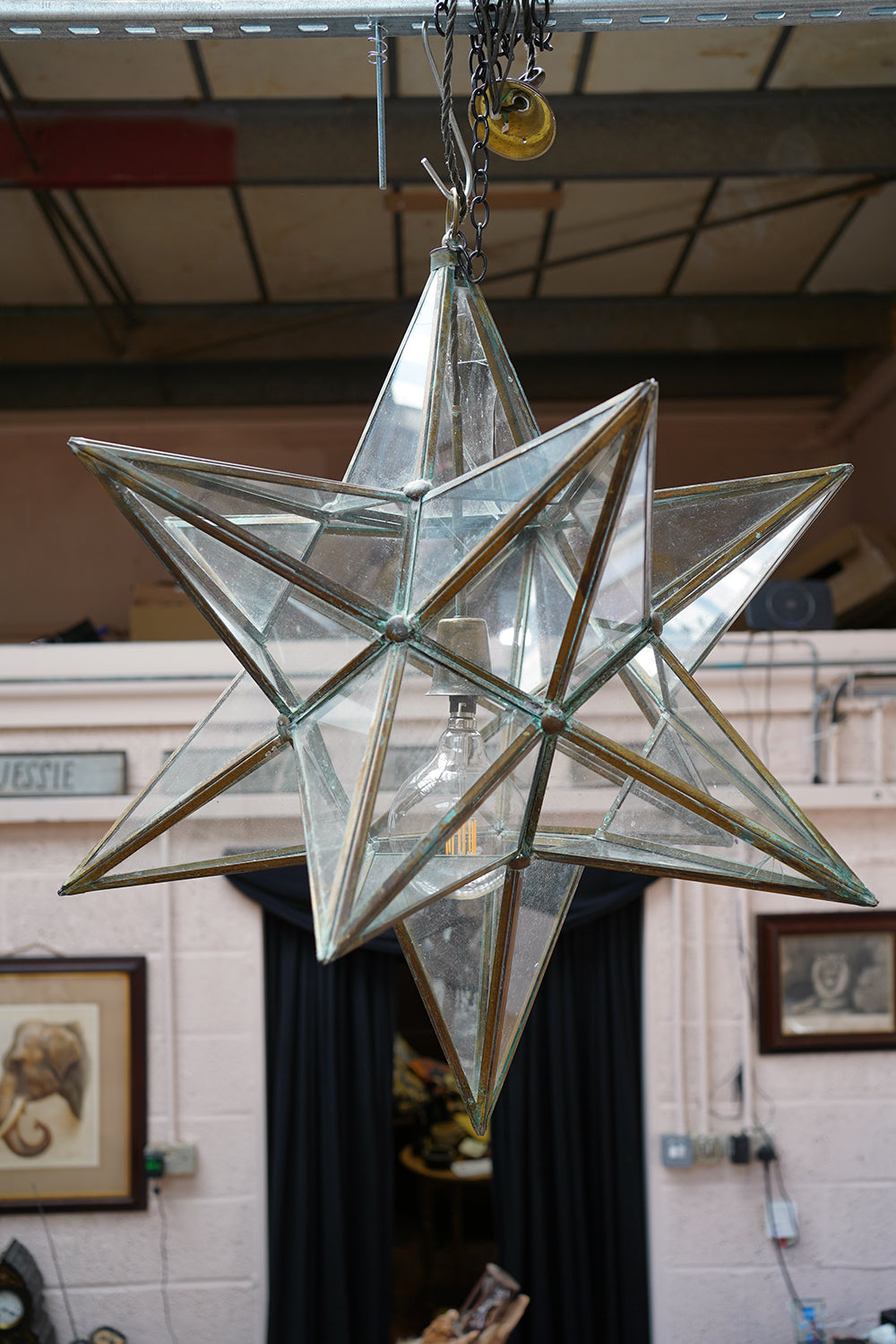 A Large Italian Glass Moravian Star Hanging Pendant Light c.1950-60 ...