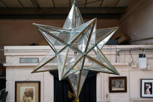 A Large Italian Glass Moravian Star Hanging Pendant Light c.1950-60