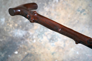 A Rustic Thornwood Walking Stick Carved ‘Old Gibbeting Field’ c.1900