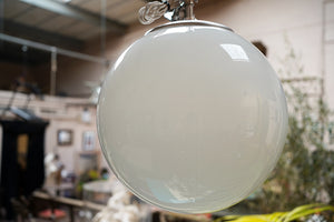 A Large Mid-20thC Opaline Globe Pendant Light c.1960