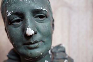 An Early 20thC Green Painted Plaster Bust of a Lady c.1900-20