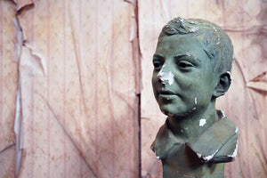 An Early 20thC Green Painted Plaster Bust of a Youth c.1900-20