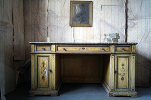 An Early 20thC Italian Polychrome Painted Pedestal Centre Desk c.1920