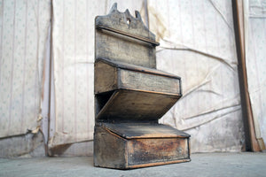 An Unusual Early 19thC Provincial Painted Pine Spoon Rack & Cutlery Box c.1800
