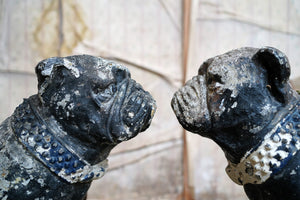 A Pair of Mid-20thC Painted Cast Stone Bulldogs c.1940-50