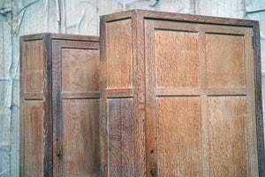 A Rare Pair of Early 20thC Limed Oak Corner Wardrobes by Heal & Son Ltd c.1930-35