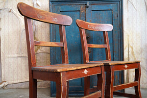 A Pair of Late 19thC Irish Vernacular Painted Side Chairs; County Cork