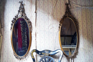 A Rare Pair of French Giltwood & Gesso Oval Wall Mirrors c.1900