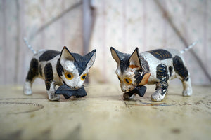 A Rare Pair of 19thC Papier-Mâché Nodding Cats & Mice c.1880