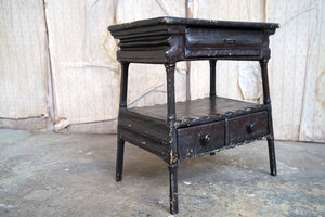 A Unique Early Victorian Lacquered Papier-Mâché Folk Art Side Table; ‘Betty Nield Aged 70 1853’