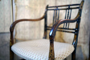 A Regency Period Lacquered Faux Bamboo Armchair c.1820-25