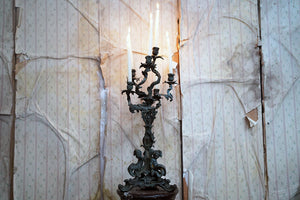 A Large Late 19thC Patinated Bronze Six Sconce Candelabra c.1870-90; Ex Keith Flint; The Prodigy