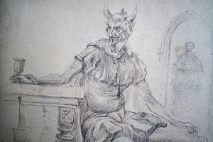 An Early 20thC Series of Surrealist Pen & Ink Sketches of Anthropomorphic Dogs & Mephistopheles c.1920
