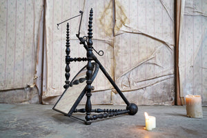 A Unique Early Victorian Ebonised & Bobbin Turned Adjustable Telescopic Table Mirror c.1850