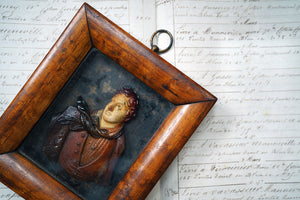 An Early 19thC Polychrome Wax Portrait Relief Of Lord Byron c.1830