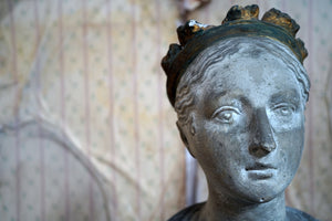 A Mid-19thC Gilded & Painted Plaster Bust of a Young Queen Victoria
