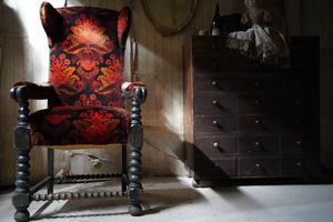 An Oversized Early 20thC Oak Bobbin Turned Wingback Armchair c.1920