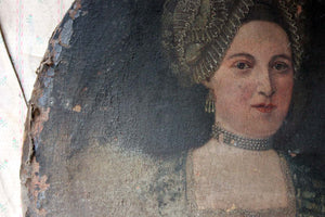 An Early 18thC French School Oval Oil on Canvas Portrait of a Lady c.1700-20