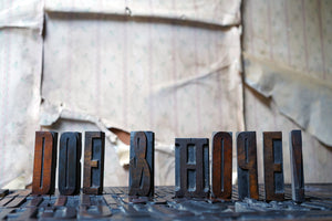 A 19thC Alphabet Tray of Wooden Letterpress Printing Blocks c.1895