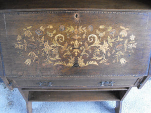 An Arts & Crafts Oak Marquetry Inlaid Bureau Bookcase
