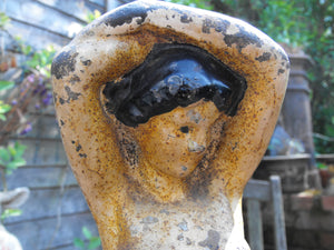 A Beautiful Painted Cast Iron Figural Door Stop of a Scantily Dressed Lady