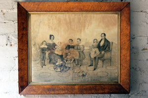 A Very Good c.1840s Pencil & Charcoal Family Portrait; The Family of Sir Jean de Veulle, Bailiff of Jersey 1831-1848
