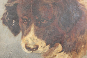 A Terrific Pair of Late 19thC English School Oils on Canvas of St. Bernard Dogs