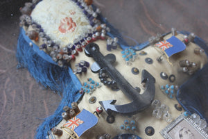 A Wonderful c.1870 Shadow Box Framed Naval Sailor's Sweetheart Valentine Cushion