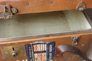 A Large Early 20thC Canvas, Leather & Wooden Bound Cabin Trunk by H. L. Pullin