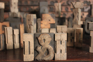 A Marvellous & Substantial Mixed Three Tray Set of Antique & Vintage Letterpress Wooden Printing Blocks
