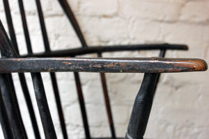 A Fine Black Painted Cornish Stick-Back Windsor Armchair c.1810