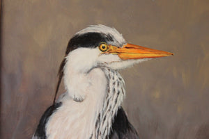A Superb Oil on Board Study of a Great Blue Heron