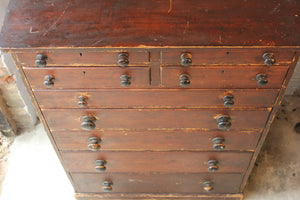 A Large & Unusual Mid-Victorian Stained Pine Chest of Drawers c.1860-70
