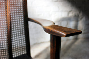 A Good Quality Early 20thC Arts & Crafts Period High-Back Oak & Wicker Upholstered Open Armchair c.1900-15