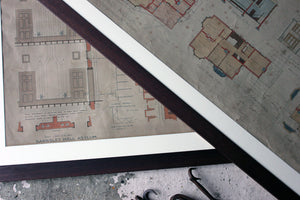 Two Large Framed Edwardian Period Architect’s Site Plan Drawings for Barnsley Hall Lunatic Asylum, by George T. Hine Architect c.1902