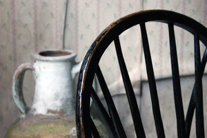 A Very Attractive English West-Country Black Painted Braced Bow-Back Windsor Chair c.1800