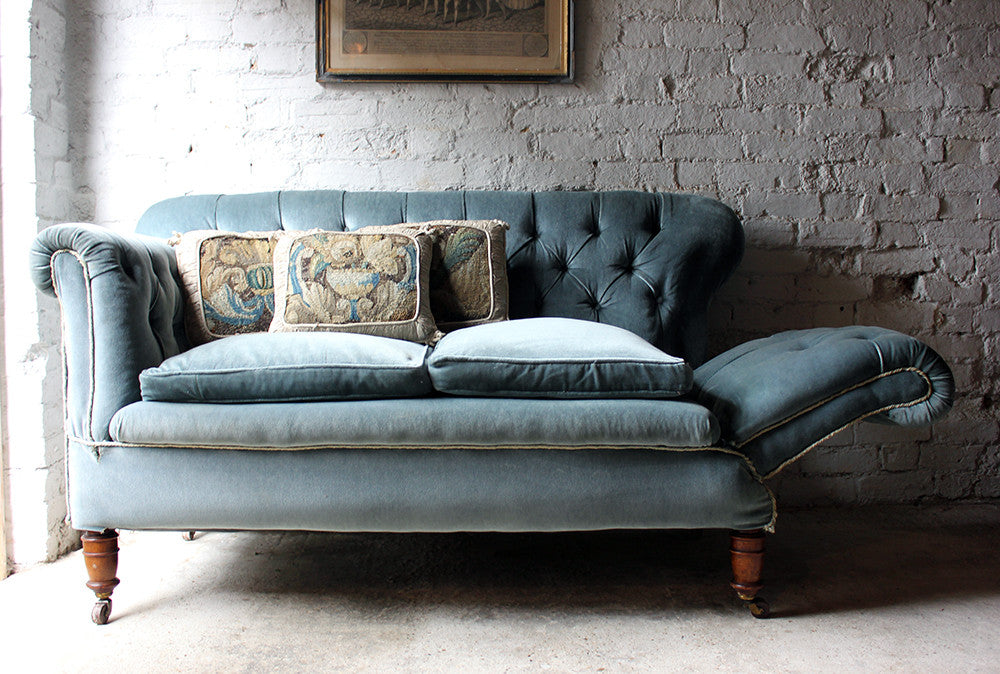 A Pretty Button Back Velvet Drop-End Chesterfield Sofa