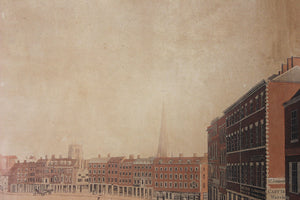 A Perspective View of Nottingham Market Place; A Hand-Coloured Aquatint Drawn by Richard Parkes Bonington. c.1813